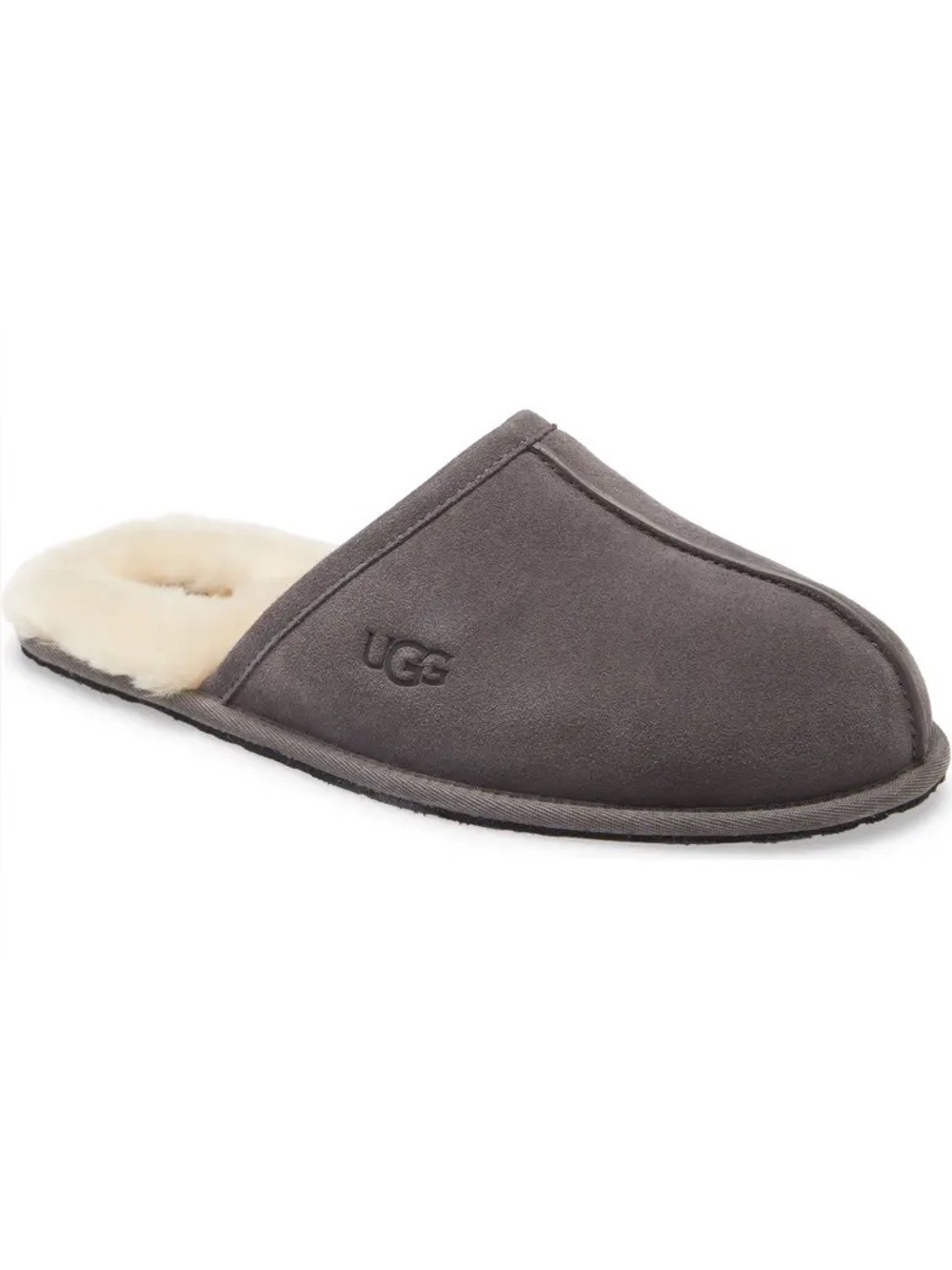 UGG Gray Suede Shearling-Lined Slip-On Clog